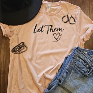 Let Them Heart Graphic Tee - Pink